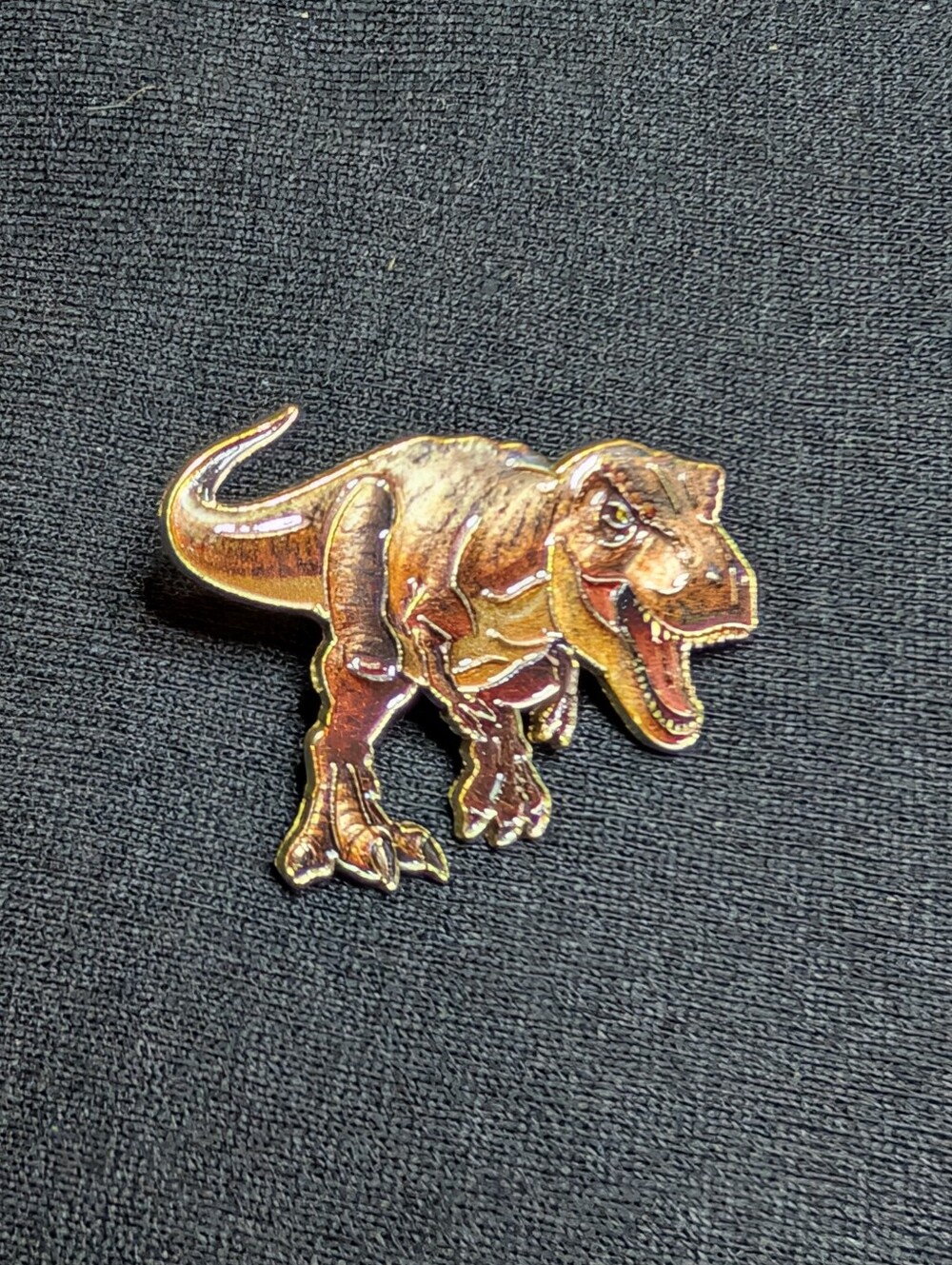 Tyrannosaurus Rex Enamel Pin - Brown Dinosaur Accessory